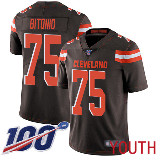 Cleveland Browns Joel Bitonio Youth Brown Limited Jersey #75 NFL Football Home 100th Season Vapor Untouchable->youth nfl jersey->Youth Jersey